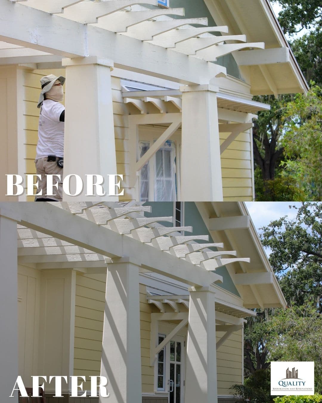 Kate Jackson Center pergola before and after