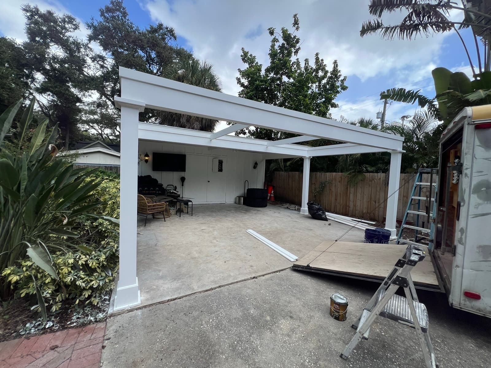 Carport renovation construction in progress in Tampa